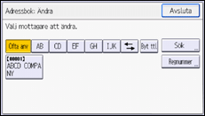 Bild av användarpanelens skärm