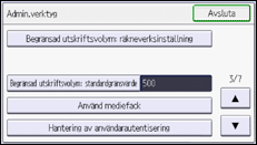 Bild av användarpanelens skärm