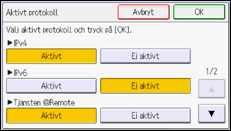 Bild av användarpanelens skärm