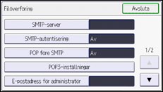 Bild av användarpanelens skärm