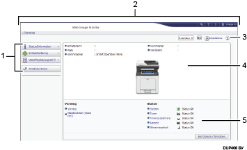 Bild av webbläsarfönster med numrerade detaljer