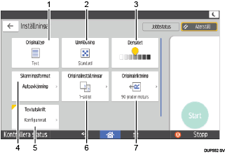 Bild av användarpanelen (numrerade detaljer)
