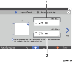 Bild av användarpanelens skärm