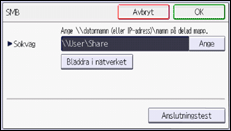 Bild av användarpanelens skärm