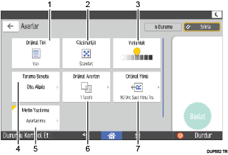 İşlem paneli ekran gösterimi numaralandırılmış balonlu resim
