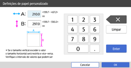Ilustração da tela do painel de operação