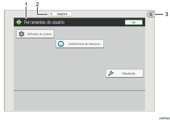 Ilustração numerada da tela do painel de operação
