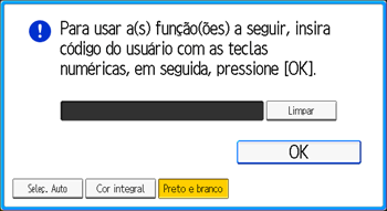 Ilustração da tela do painel de operação