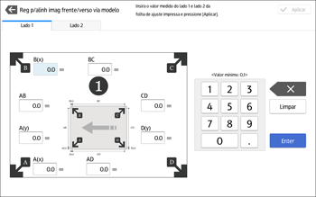 Ilustração da tela do painel de operação