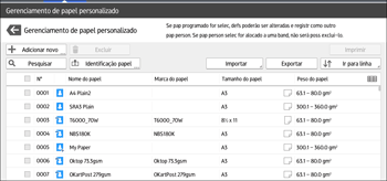Ilustração da tela do painel de operação