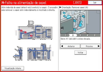 Ilustração da tela do painel de operação