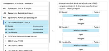 Ilustração da tela do painel de operação