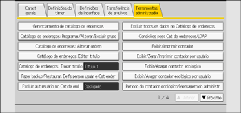 Ilustração da tela do painel de operação