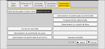Ilustração da tela do painel de operação