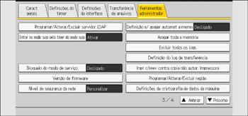 Ilustração da tela do painel de operação