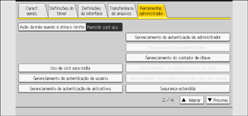 Ilustração da tela do painel de operação