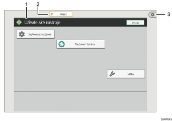 Číslovaná ilustrace ovládacího panelu zařízení