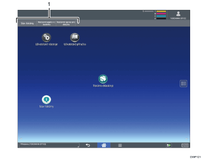 Číslovaná ilustrace ovládacího panelu zařízení