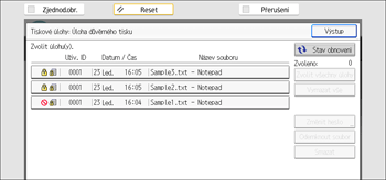 Ilustrace displeje ovládacího panelu