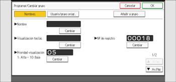 Ilustración de la pantalla del panel de mandos
