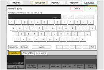 Ilustración de la pantalla del panel de mandos
