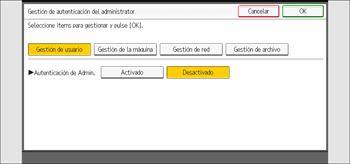 Ilustración de la pantalla del panel de mandos