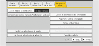 Ilustración de la pantalla del panel de mandos