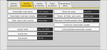 Ilustración de la pantalla del panel de mandos