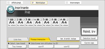 Illustration de l'écran du panneau de commande