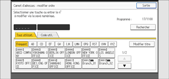 Illustration de l'écran du panneau de commande
