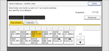 Illustration de l'écran du panneau de commande