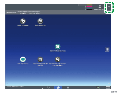 Illustration de l'écran du panneau de commande