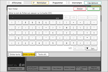 Illustration de l'écran du panneau de commande