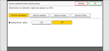 Illustration de l'écran du panneau de commande