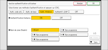Illustration de l'écran du panneau de commande