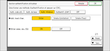 Illustration de l'écran du panneau de commande