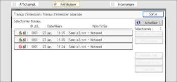 Illustration de l'écran du panneau de commande