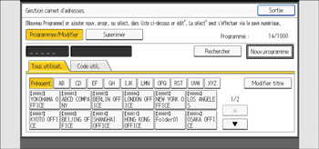 Illustration de l'écran du panneau de commande