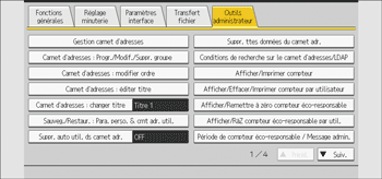 Illustration de l'écran du panneau de commande