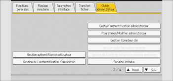 Illustration de l'écran du panneau de commande