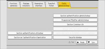 Illustration de l'écran du panneau de commande