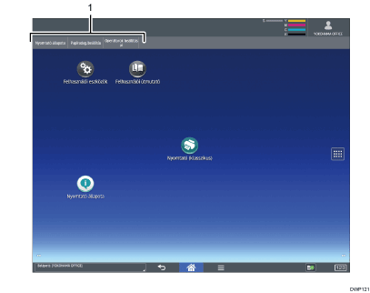 Kezelőpanel képernyőjének számozott jelölésű illusztrálása