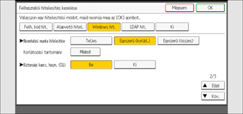 A kezelőpanel ismertetése