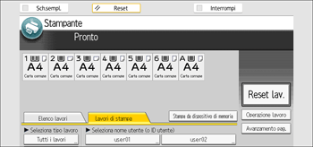 Illustrazione della schermata sul pannello di controllo