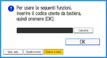 Illustrazione della schermata sul pannello di controllo