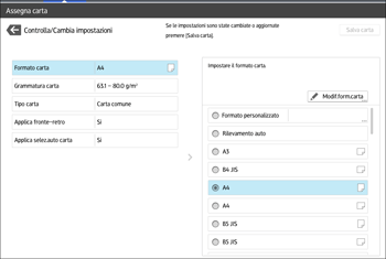 Illustrazione della schermata sul pannello di controllo