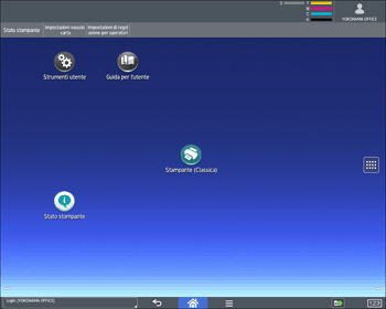 Illustrazione della schermata sul pannello di controllo