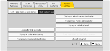 Illustrasjon av betjeningspanelet
