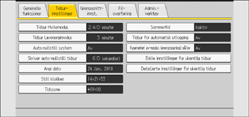 Illustrasjon av betjeningspanelet