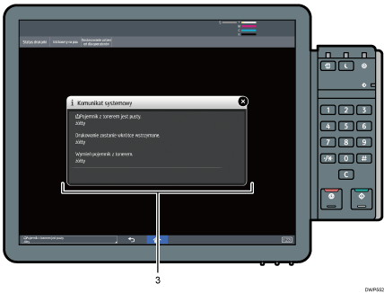 Rysunek panelu operacyjnego z powiększonym wycinkiem
